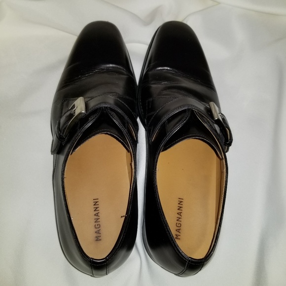 Magnanni Monk Strap Black Leather Loafers Mens 9.5 - Picture 6 of 8